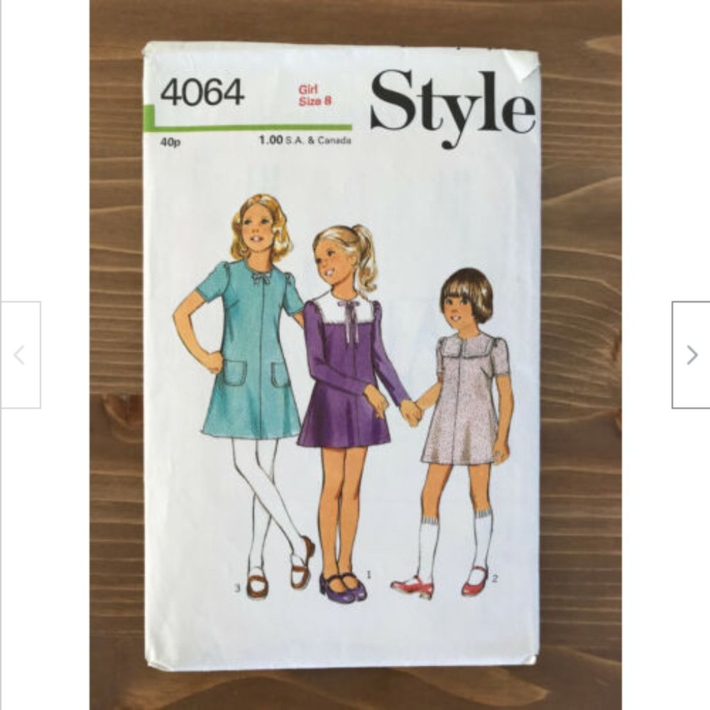 Vtg Style #4064 Girl's Dress Sewing Pattern 1973 Retro Kids Fashion History